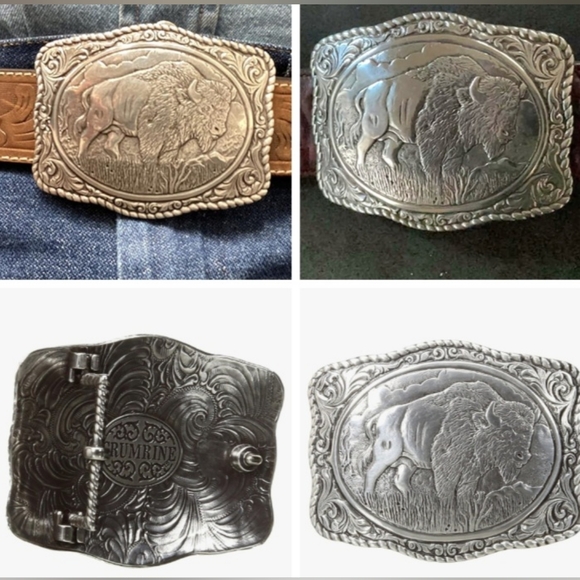 New Beautiful New silver Buffalo Bison rope detailed belt buckle - Picture 2 of 11